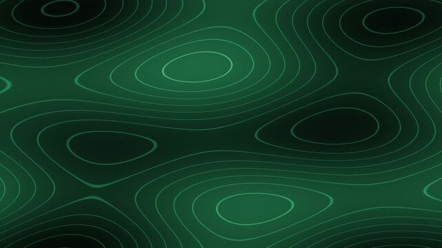 Abstract green topographic line background, dark vector contour map animation, seamless modern terrain pattern loop for video motion graphics
