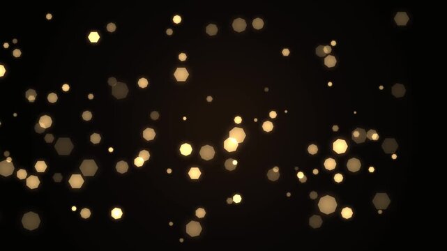 Floating Golden Hexagon Bokeh Particles Background Animation Motion Graphics Element For Luxury Event Celebrations Party Atmosphere And Elegant Digital Presentations With Glowing Light Orbs In Motion