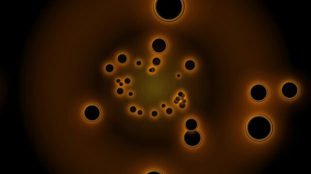 Glowing Amber Circles Expanding And Pulsing In Dark Space Futuristic Motion Graphics Background For Visual Effects And Digital Presentations Seamless Loopable High Quality Abstract Particle Animation