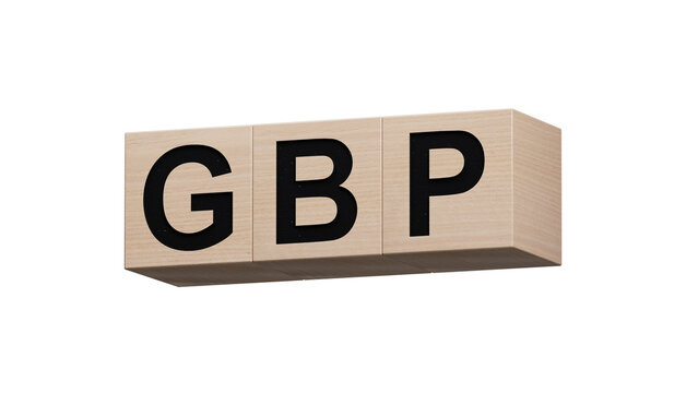 wooden cubes with GBP business word.close up of wooden cubes,Business Concept.Supports PNG files with transparent backgrounds.