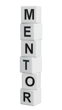 wooden elements with MENTOR business word. Mission, Vision and core values concept.close up of wooden elements,Business Concept.Supports PNG files with transparent backgrounds.