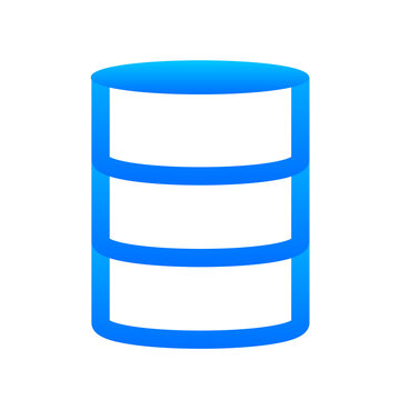 Database cylinder icon in bright blue for data storage and server architecture.