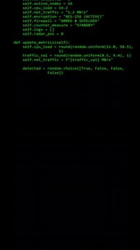 Vertical programming code scrolling on computer monitor screen. Advanced cyber security software development, coding and secure data encryption technology concept mobile video