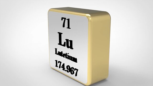 3D Rotating Lutetium Lu Element From Periodic Table, 90 Degree Rotation, Scientific Chemistry Concept, 4K Clean Render