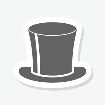 Top hat sign sticker isolated on gray background