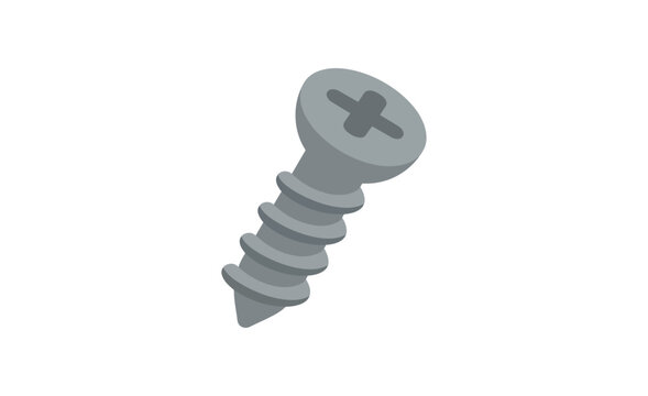 Gray screw with a cross head isolated on a white background