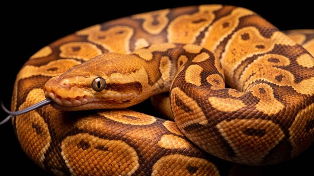 orange dream ball python close up isolated on black background video