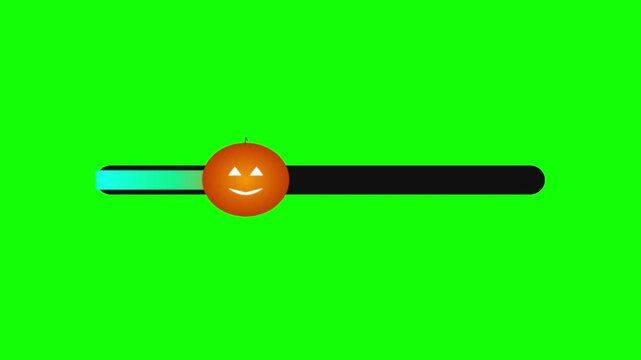Halloween progress bar with pumpkin slider on green screen
