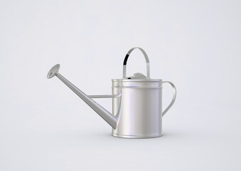 Silver-coloured watering can, illustration, 3D visualisation © Ralf Kunstmann/imageBROKER