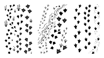 Waterbird Walking Trails and Webbed Footprint Stamp Vector Set © MSTLIPI