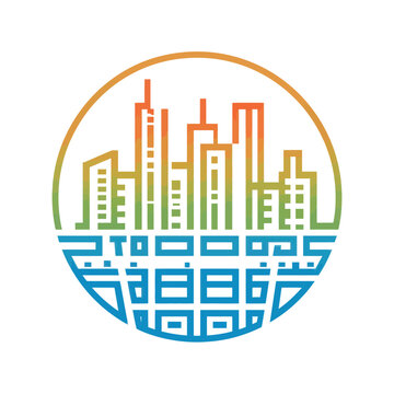 Urban Cityscape Vector Icon Isolated on Transparent Background