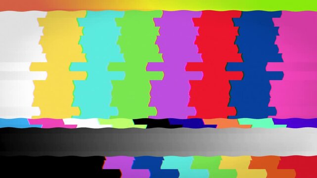 Television Broadcast Distortion Effect Featuring Distorted Colorful Color Bars