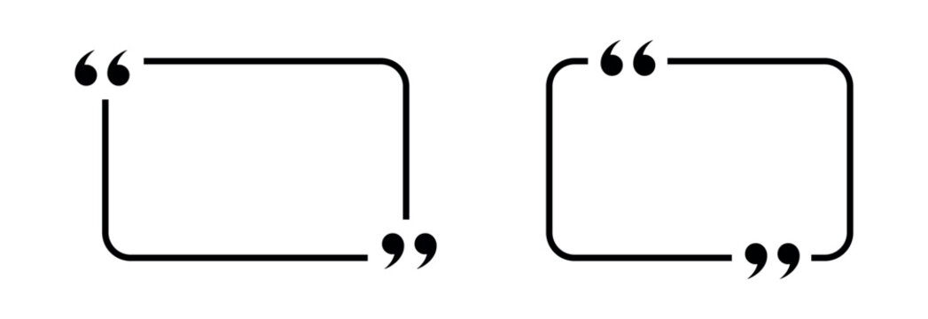 Quote box frame vector set, text box border with quotation marks for speech citation and social media