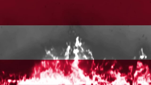 Abstract background with the flag of austria featuring intense fire flames at the bottom