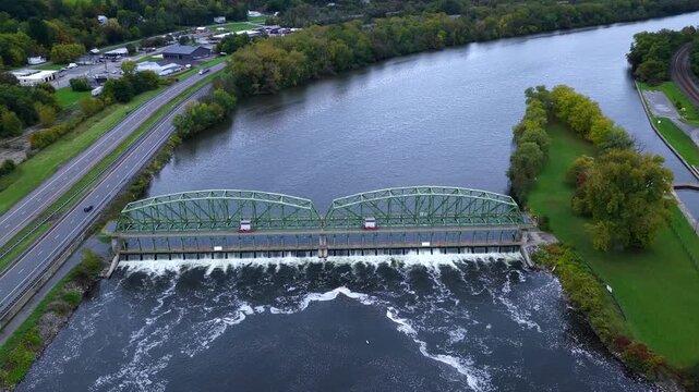 Erie Canal Lock E14 on the Mohawk River in Canajoharie, New York