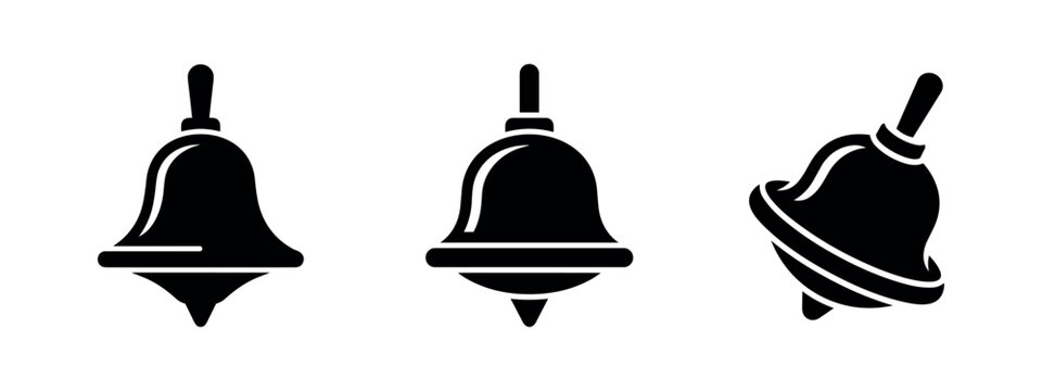 Spinning top toy silhouettes in traditional bell shape