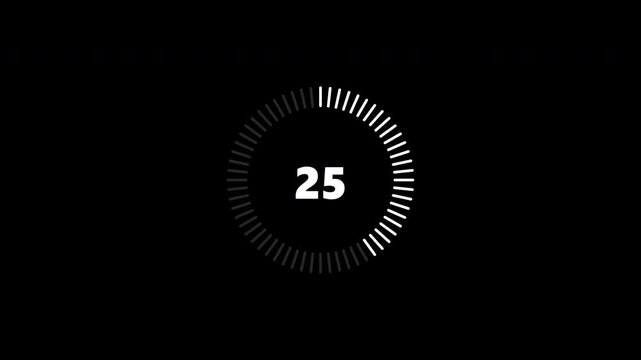 Digital countdown timer with circular progress bar on a transparent background