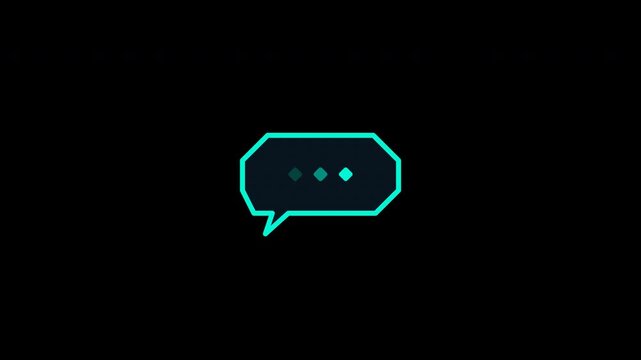 Futuristic glowing speech bubble typing indicator with transparent background