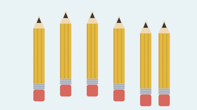 Yellow pencils bobbing in a row, looping background