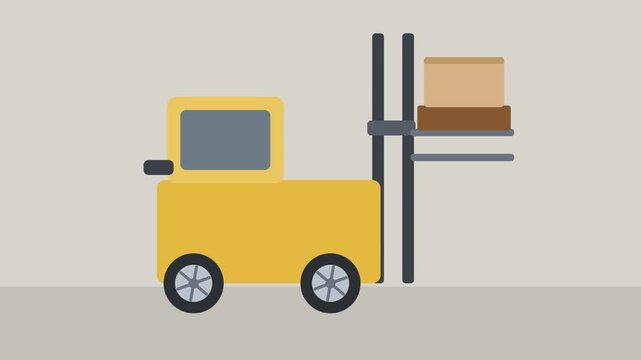 Forklift raising a loaded pallet, looping background