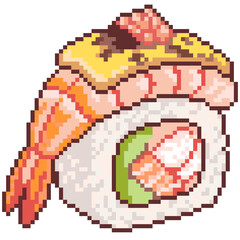 Pixel Art Ebi Shrimp Sushi Roll © Onnalin