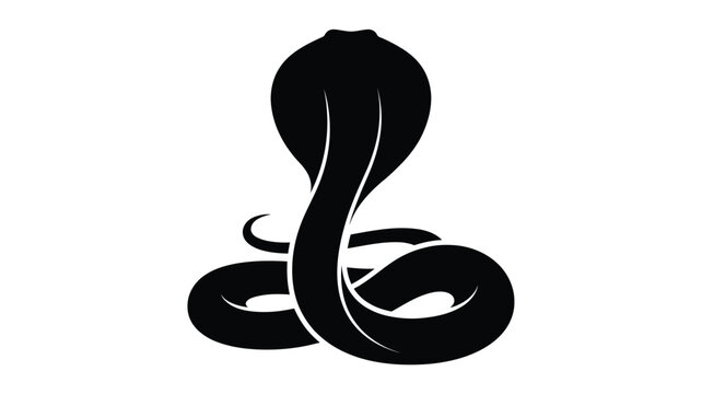 Black cobra snake coiled with hood spread a striking silhouette