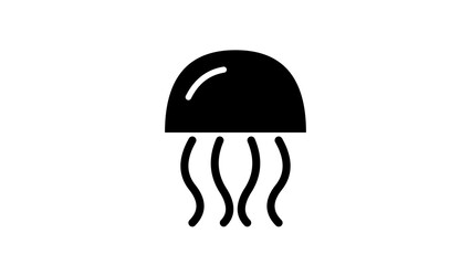 PNG Jellyfish icon, black solid symbol on white background © Maaz