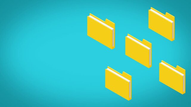 3D Yellow Folder Icons Pattern on White Background &ndash; Seamless Document Storage and Data Organization Motion Graphics