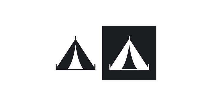 Camping tent vector icon set in flat style for web and mobile.