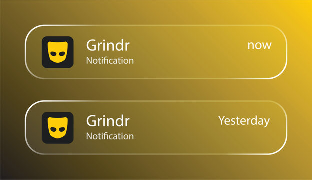 Grindr Notification Interface in Liquid Glass Style, Editorial Use Only