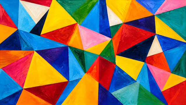 Vibrant geometric pastel palette with fragmented cubist shapes