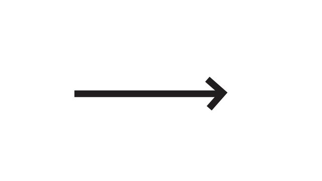 Directional arrow icon animation.  Curved navigation arrow line animation.