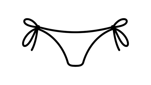Simple black outline icon of a bikini bottom swimwear with side ties Vector, illustration