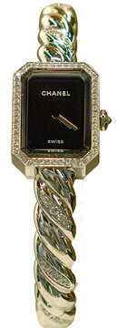 Elegant ladies wristwatch from Chanel Premiere collection, featuring an octagonal case inspired by the Place Vend&ocirc;me in Paris and the cap of the famous Chanel N&deg;5 perfume. Milan, Italy,12 October 2026
