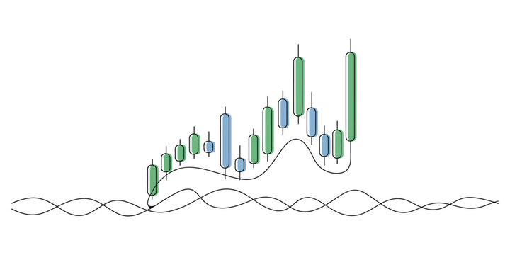Stock market candlestick chart showing growth and trading trends