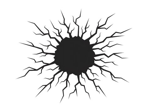 Cracked hole vector illustration isolated on transparent background