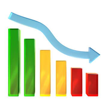3d design of business graph icon with downward arrow statistics