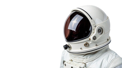 Modern white spacesuit astronaut helmet scientific outer space exploration equipment isolated on transparent background © Oliver Plaza Photo