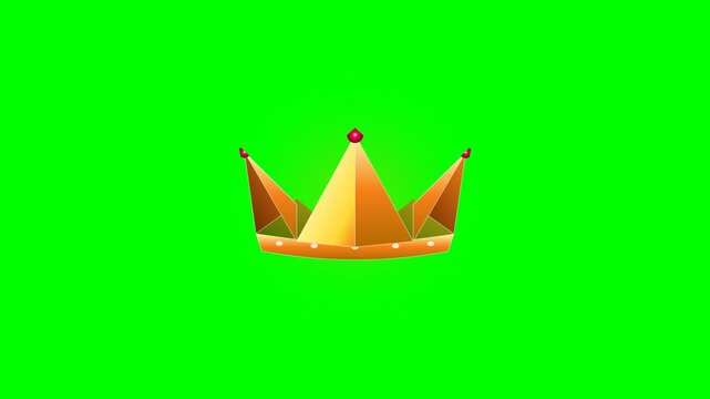 Golden royal crowns in a grid pattern over chroma key green screen