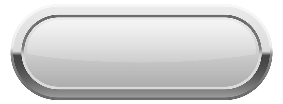White plastic button with silver metal frame template