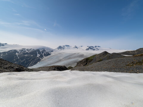 Vast Glacial Ice and Snowfields of Harding Icefield, Alaska