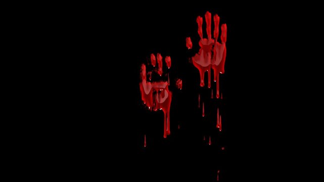 Animated Bloody hand Dripping, Blood Effect for Halloween with transparent Background. Halloween concept. 