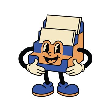 Retro Cartoon Business Card Holder Character with Thumbs Up