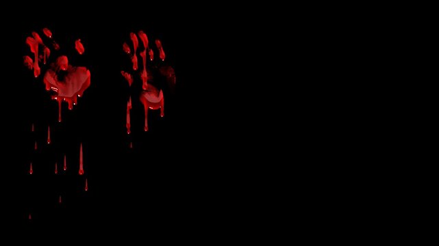 Animated Bloody hand Dripping, Blood Effect for Halloween with transparent Background. Halloween concept. 