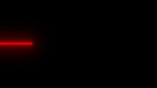 Seamless Linear Loop of a Crimson Neon Beam Gliding Sideways Through a Solid Black Background. Science Fiction Highlight Element to Underscore Text Or Frame Details, and Command Attention