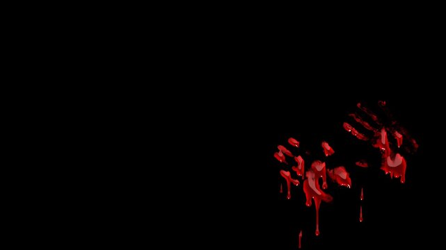 Animated Bloody hand Dripping, Blood Effect for Halloween with transparent Background. Halloween concept. 