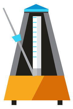 Metronome cartoon icon. Time tick. Music rhythm