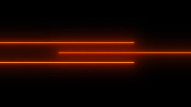 Abstract Science Fiction Motion Element. Trio of Fiery Orange Laser Streaks Travels in Counter Directions Along Parallel Paths, Looping Seamlessly Within a Black Background for Futuristic Interfaces
