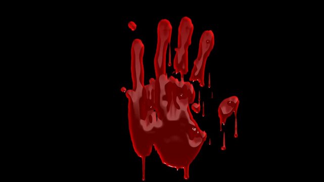 Creepy Bloody Hand Animation with transparent background. Halloween concept animation