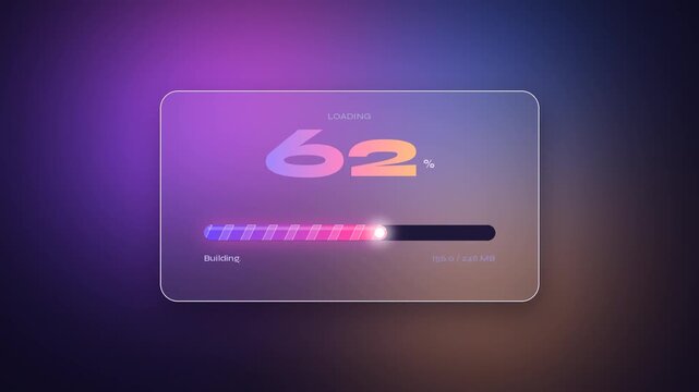 Modern Glassmorphism Loading Bar 1 to 100 Percent with Gradient Progress and Complete Animation